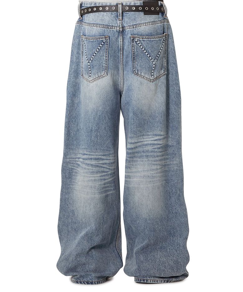 [송이송이 PICK] RELIEF WASHED WIDE HEM PANTS - MID BLUE