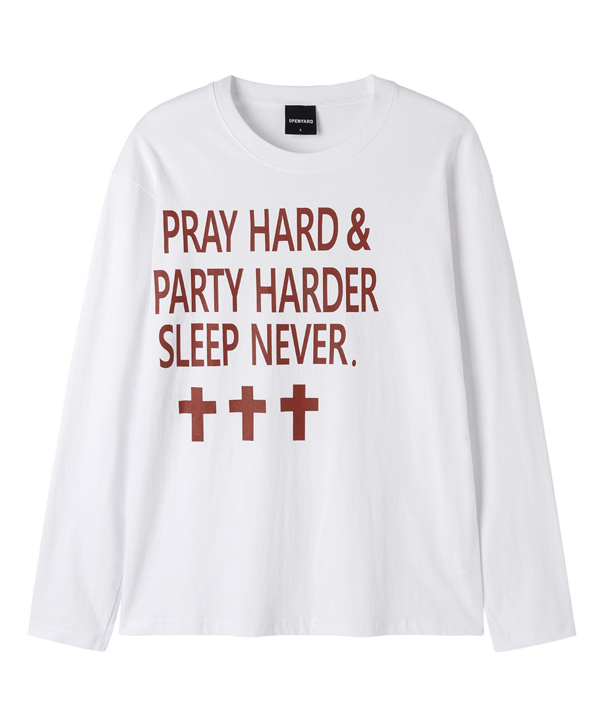 오픈야드(오와이)(OPENYARD(OY)) PRAY HARD L/S TEE - WHITE