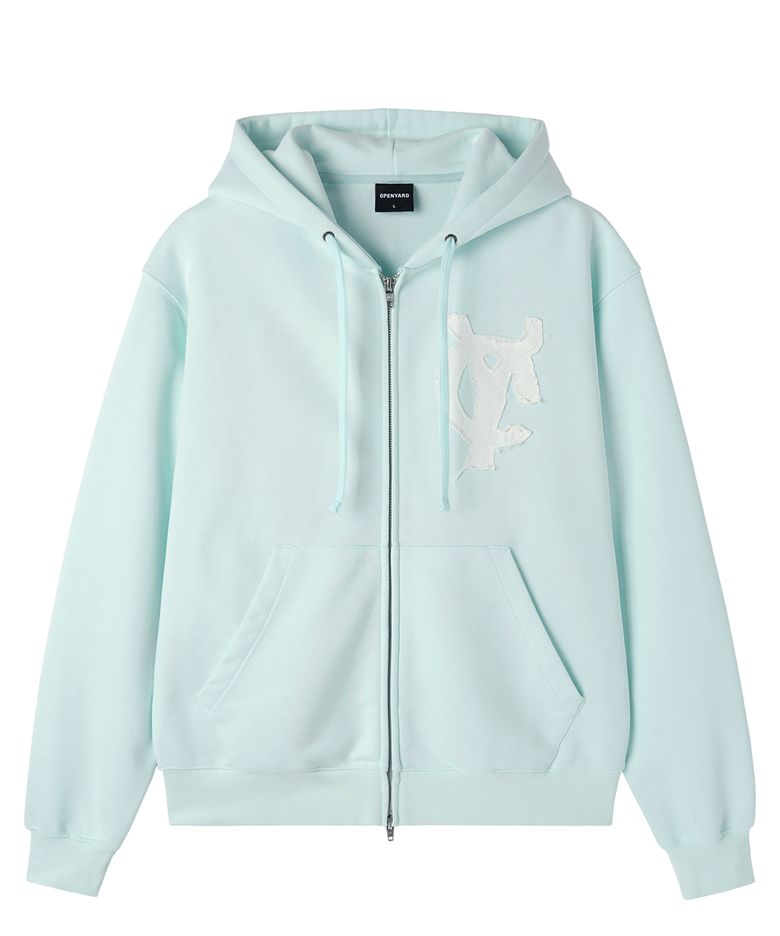 LOGO PATCH HOODIE ZIP UP - MINT