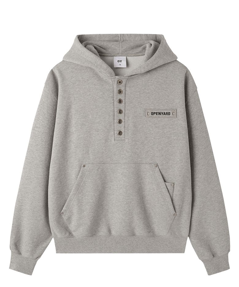 RIVET HENLEY HOODIE - MELANGE