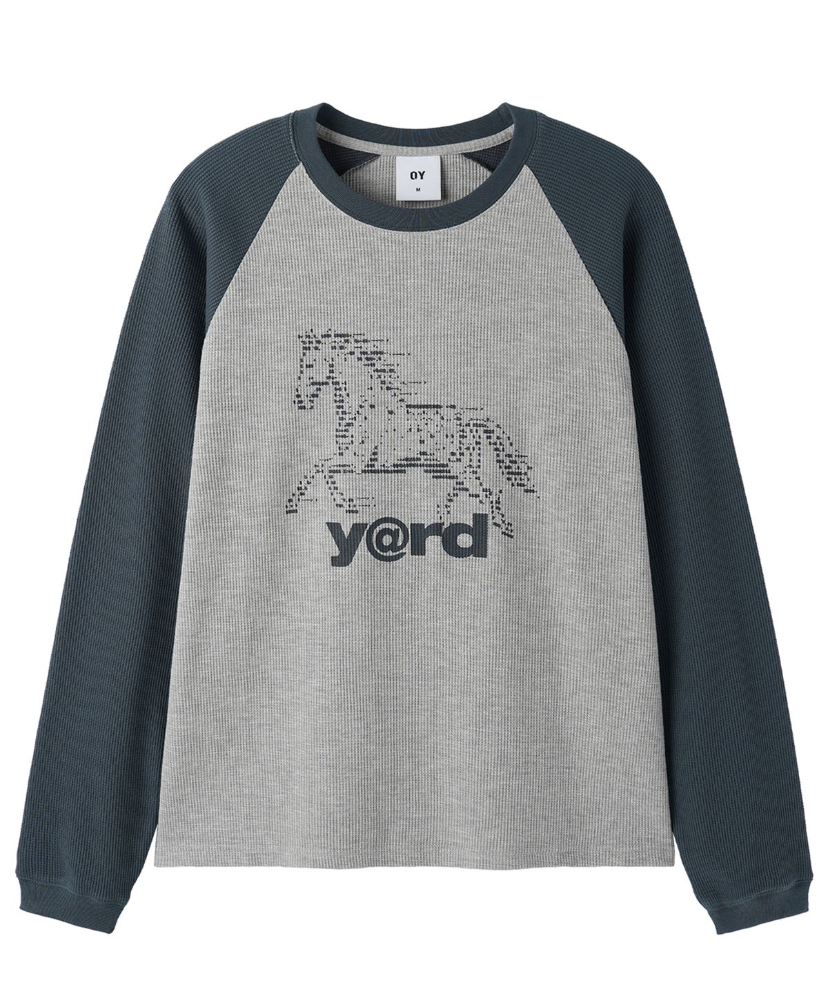 오픈야드(오와이)(OPENYARD(OY)) DITHER HORSE RAGLAN WAFFLE L/S TOP - NAVY