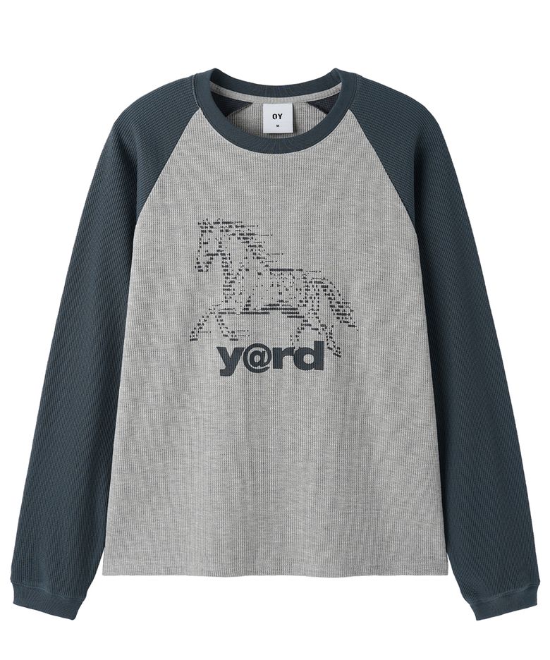 DITHER HORSE RAGLAN WAFFLE L/S TOP - NAVY