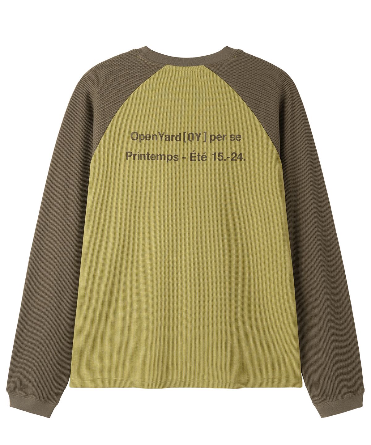 오픈야드(오와이)(OPENYARD(OY)) WAFFLE RAGLAN L/S TOP - BROWN / MUSTARD
