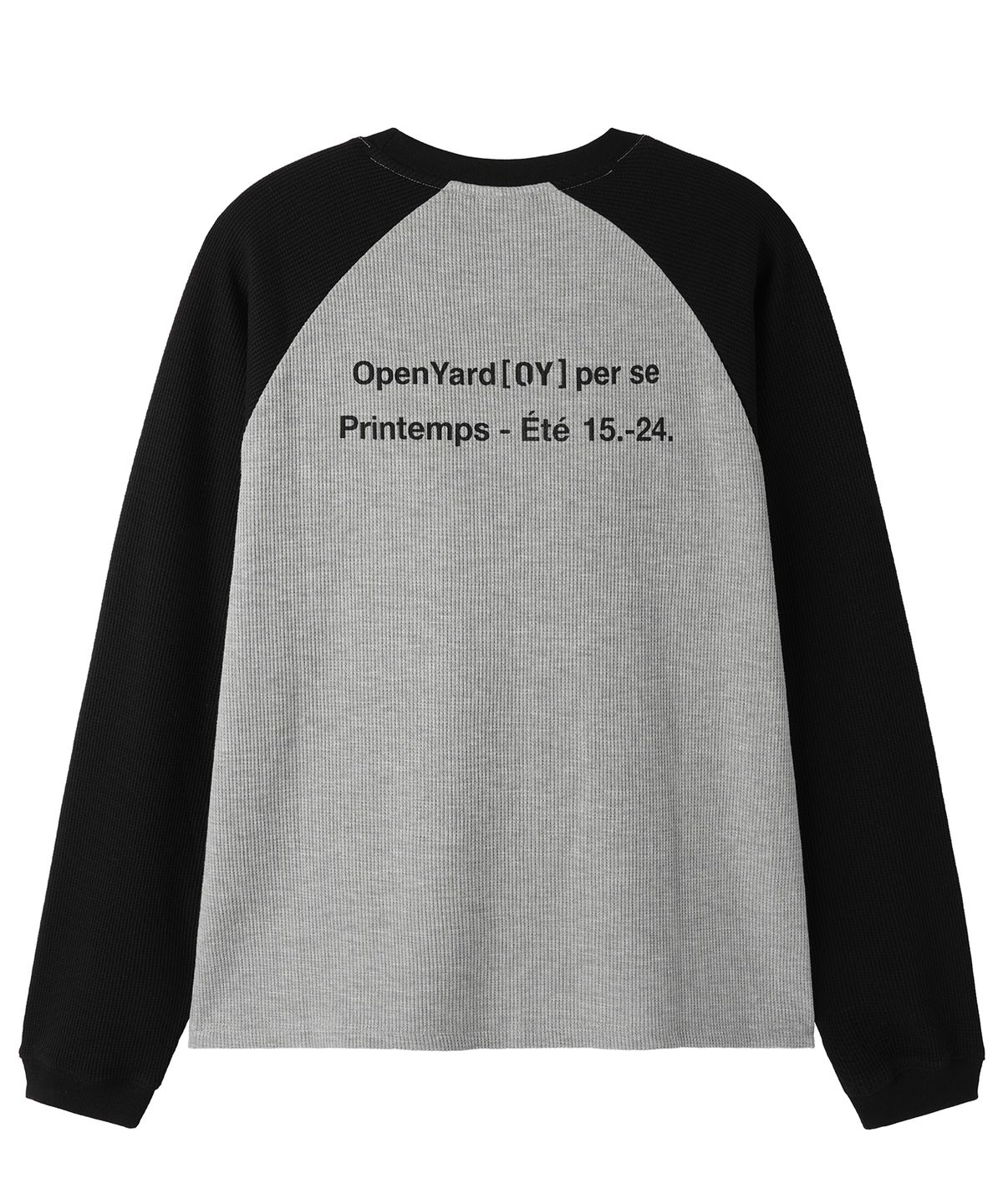 오픈야드(오와이)(OPENYARD(OY)) WAFFLE RAGLAN L/S TOP - BLACK / GREY