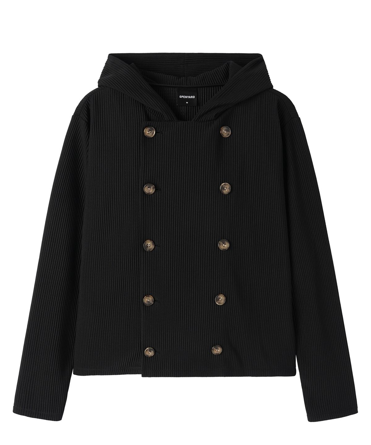 오픈야드(오와이)(OPENYARD(OY)) PLEATED WRAP HOODED JACKET - BLACK