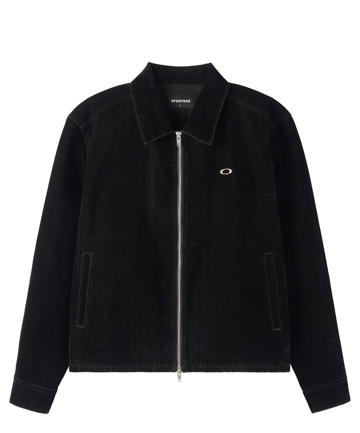 오픈야드(오와이)(OPENYARD(OY)) METAL LOGO VELVET JACKET - BLACK