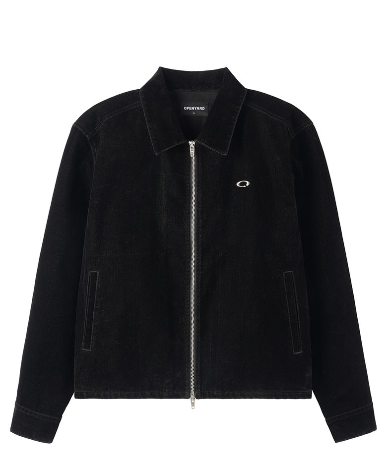 METAL LOGO VELVET JACKET - BLACK