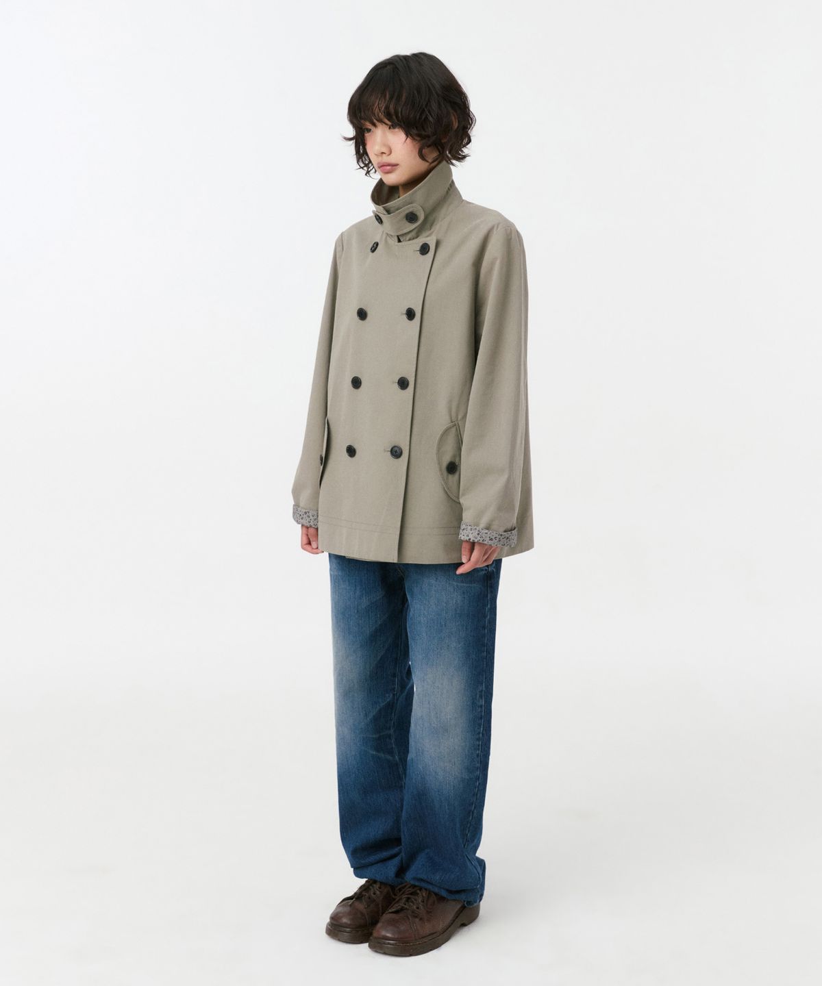 오헤시오(OHESHIO) VINTAGE FLORAL HALF COAT, KHAKI