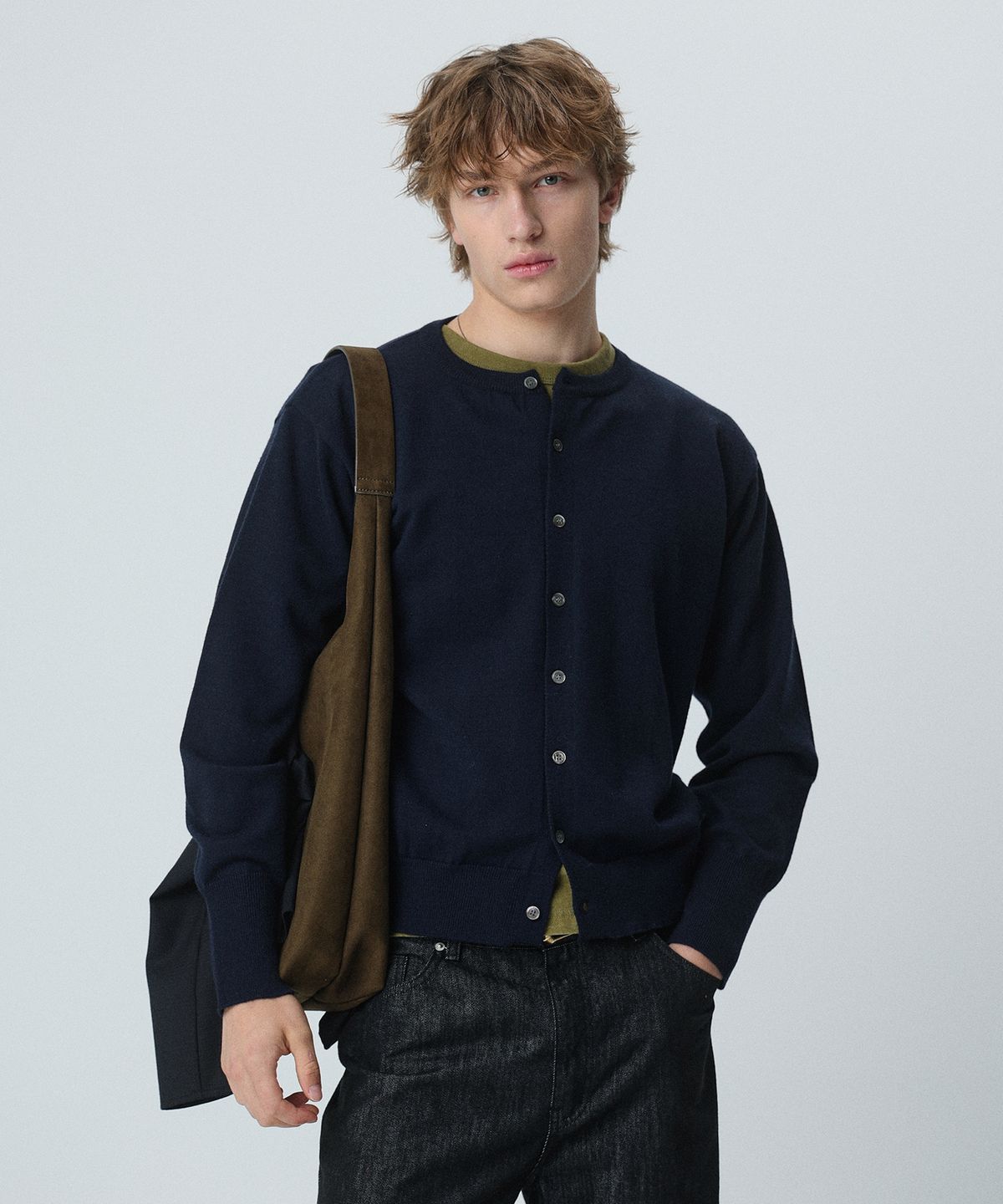 플로즈룸(FLAWSROOM) Round Neck Soft Cardigan NAVY