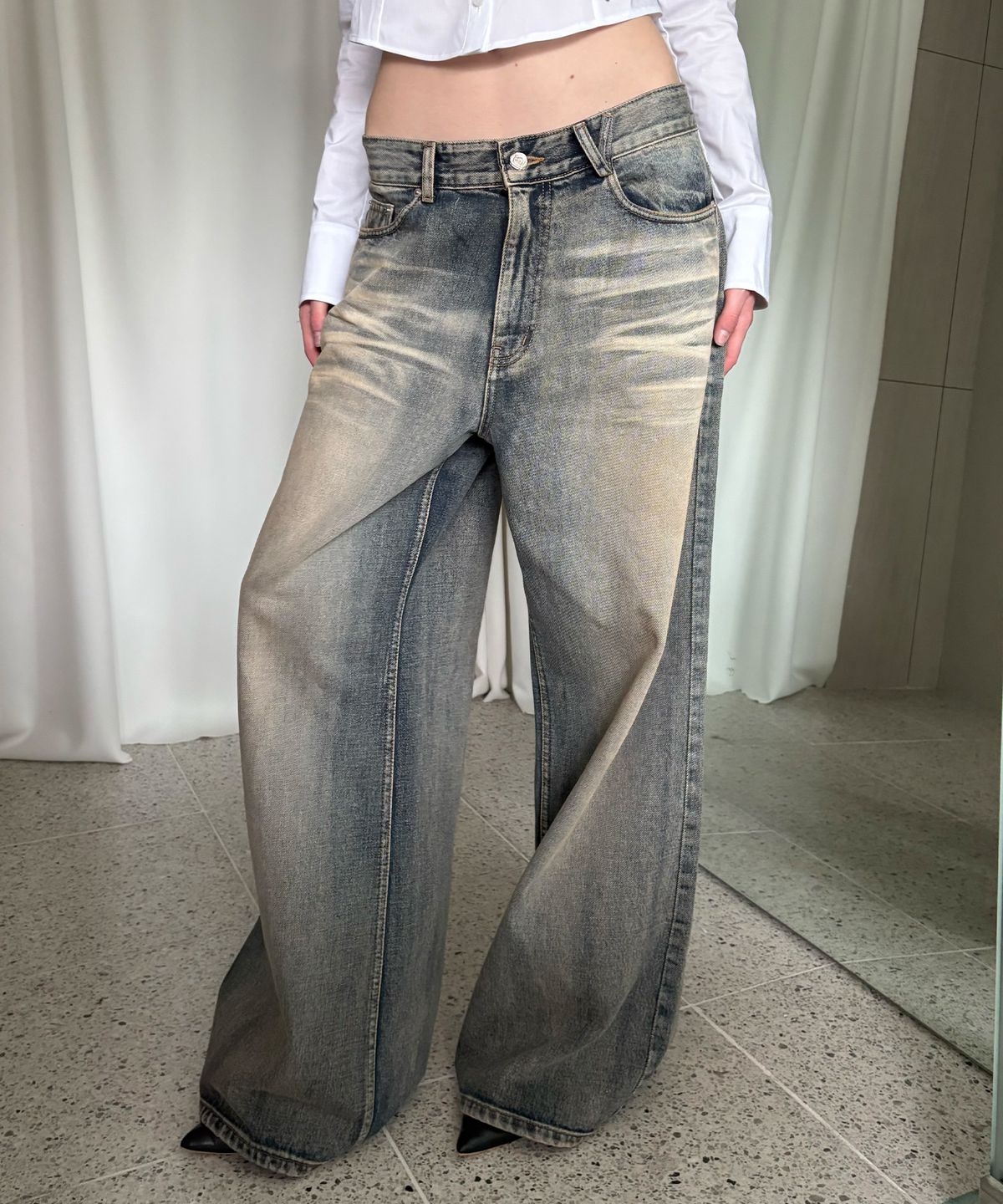 2000아카이브스(2000ARCHIVES) DEVON WIDE JEAN (ASH BLUE)
