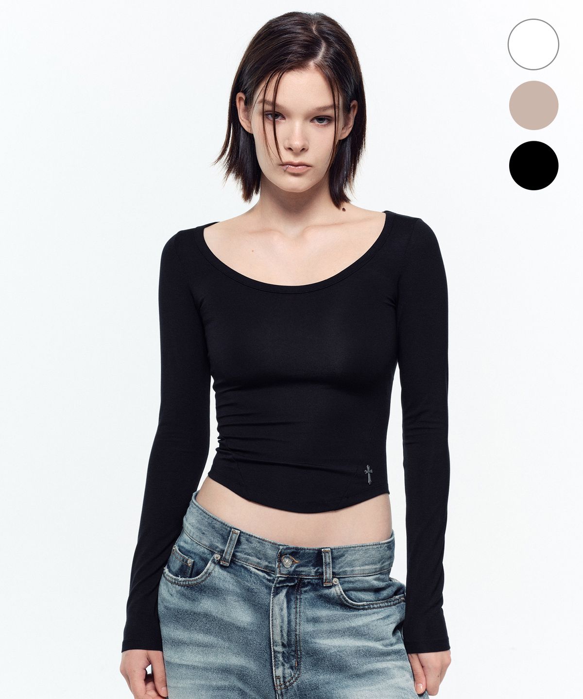 2000아카이브스(2000ARCHIVES) CONTOUR SCOOP NECK T (3 COLORS)
