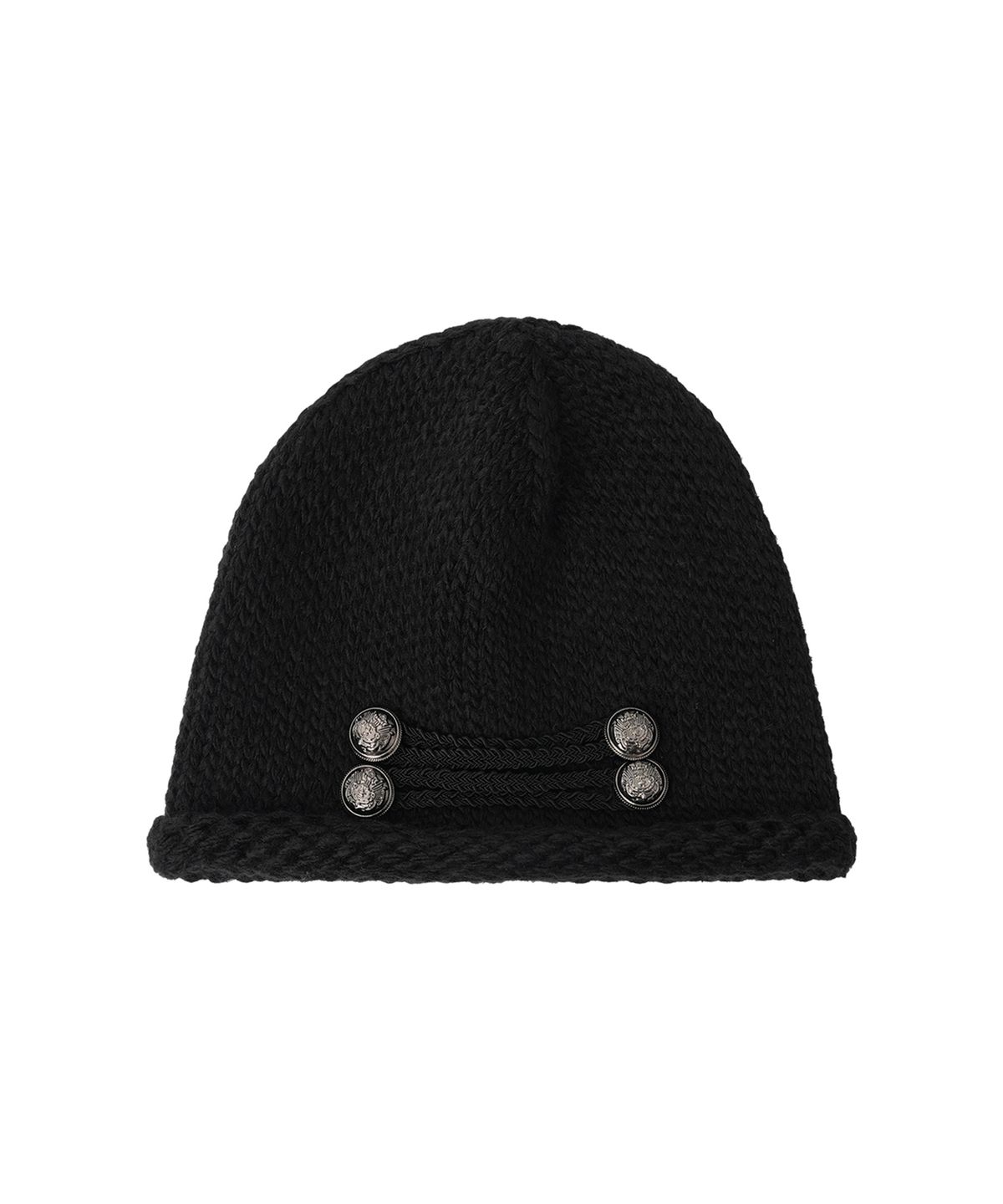 오픈야드(오와이)(OPENYARD(OY)) BRAID BUTTON BEANIE - BLACK