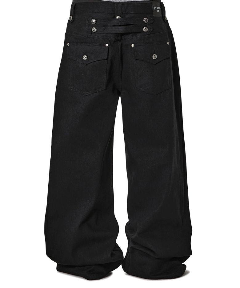 NAPOLEON TRIM WIDE HEM PANTS - BLACK