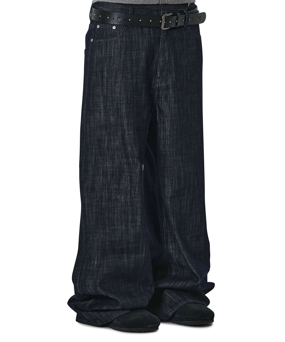오픈야드(오와이)(OPENYARD(OY)) STITCHED WIDE HEM PANTS - INDIGO
