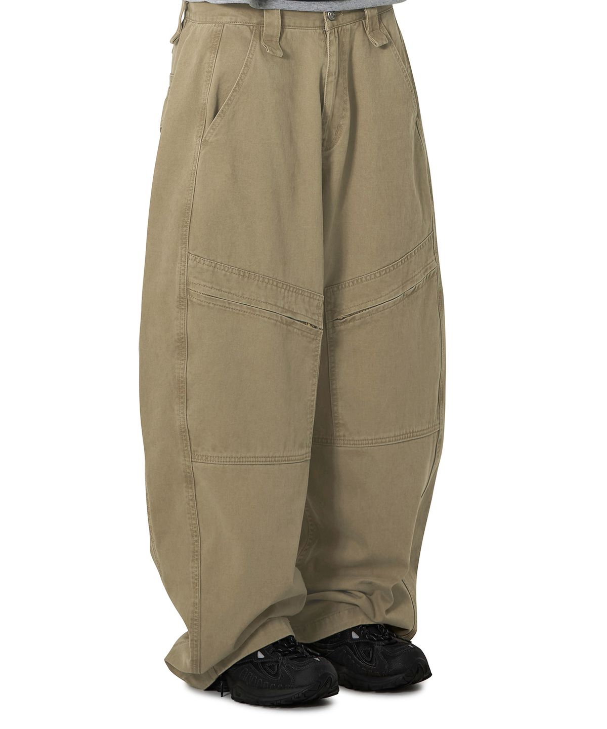 오픈야드(오와이)(OPENYARD(OY)) ANGLED CARGO CURVED VOLUME PANTS - BEIGE