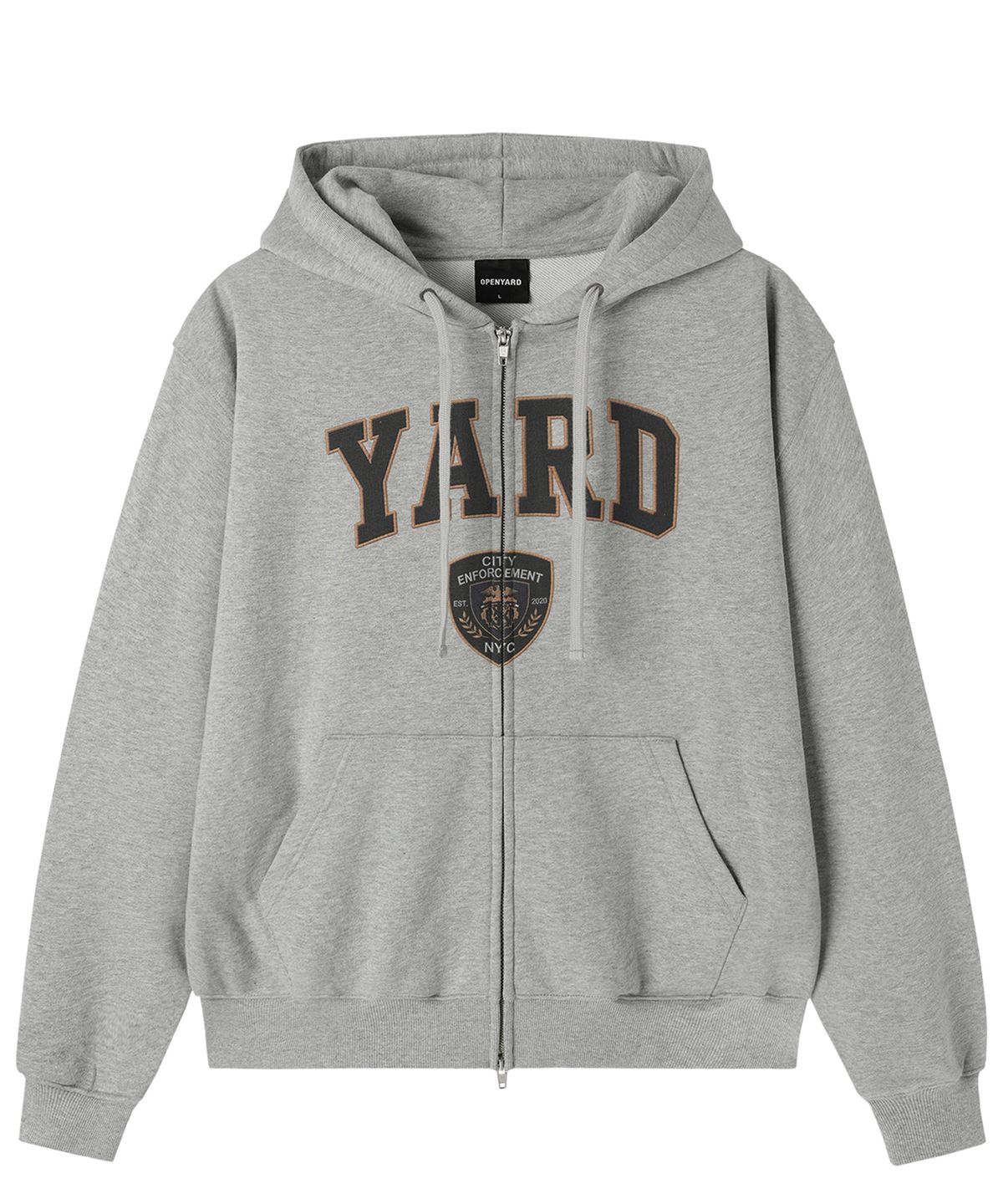 오픈야드(오와이)(OPENYARD(OY)) COLLEGIATE CREST HOODIE ZIP UP - MELANGE