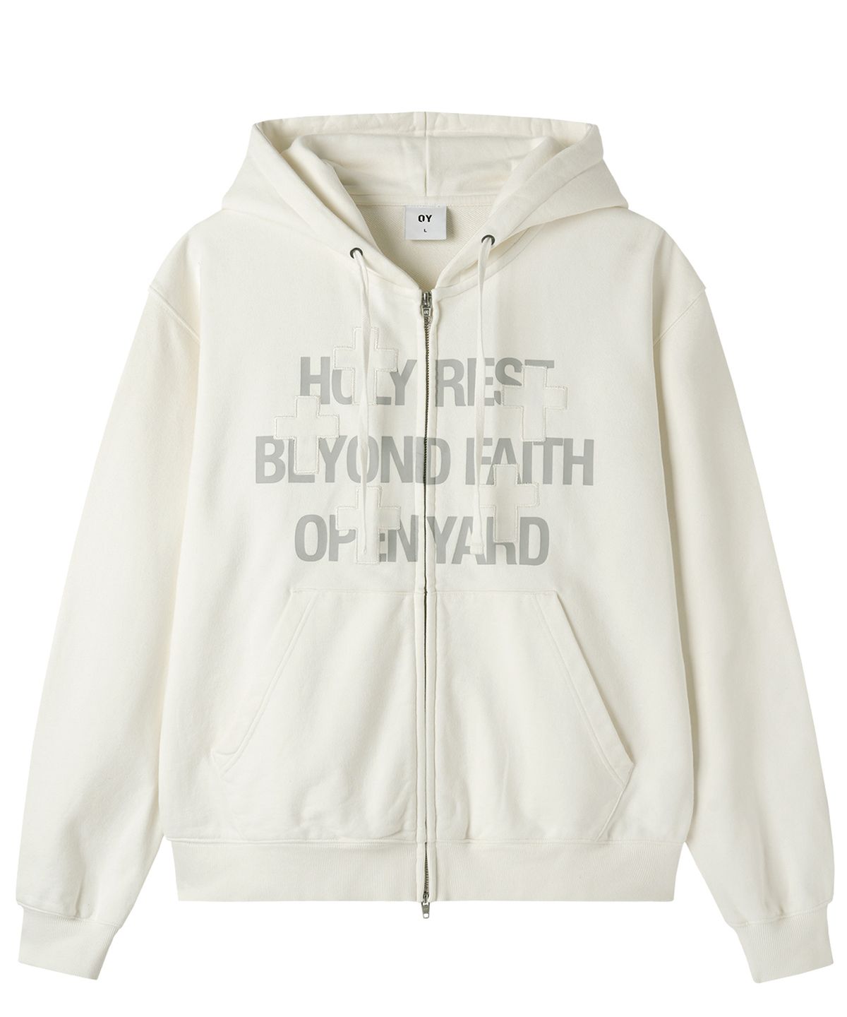 오픈야드(오와이)(OPENYARD(OY)) HOLY RESS HOODIE ZIP UP - WHITE
