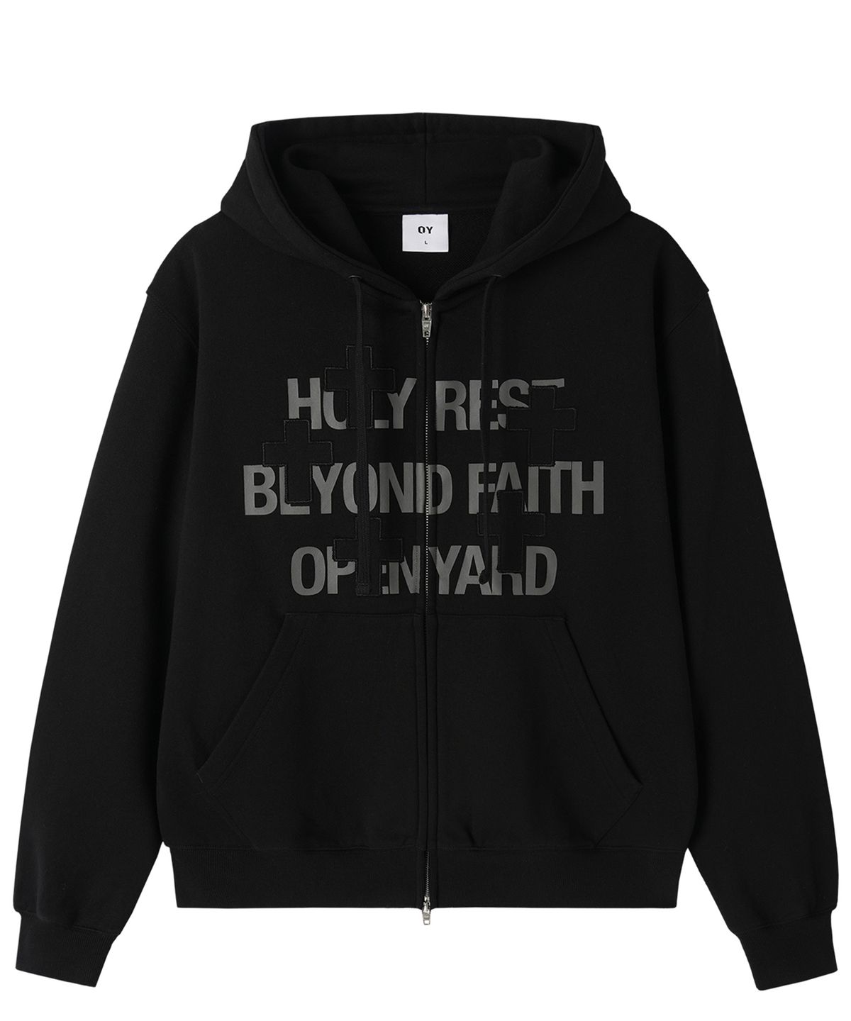 오픈야드(오와이)(OPENYARD(OY)) HOLY RESS HOODIE ZIP UP - BLACK