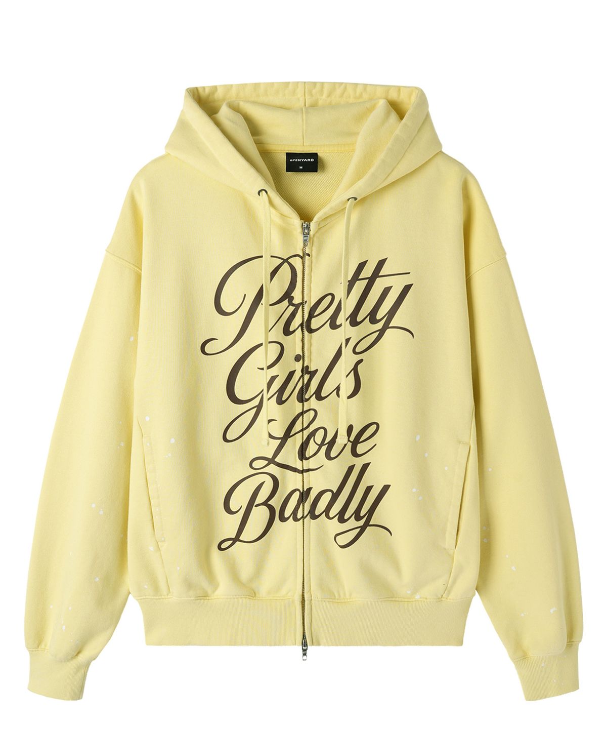 오픈야드(오와이)(OPENYARD(OY)) LOVE BADLY PAINT HOODIE ZIP UP - YELLOW