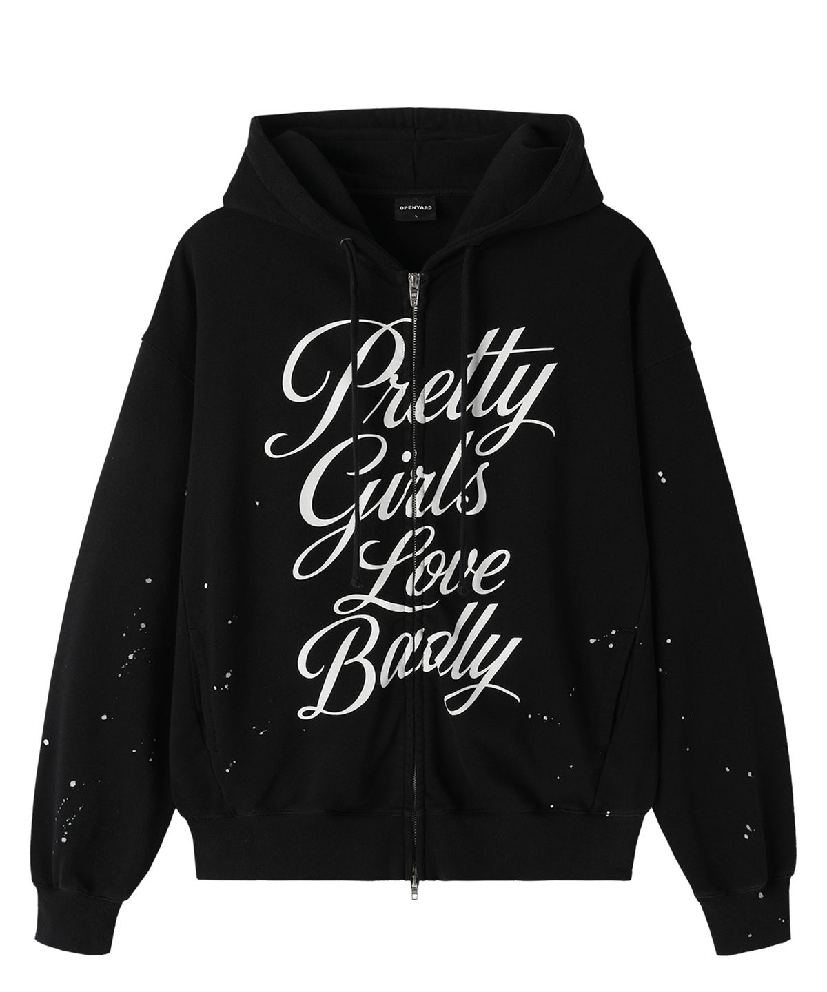 오픈야드(오와이)(OPENYARD(OY)) LOVE BADLY PAINT HOODIE ZIP UP - BLACK