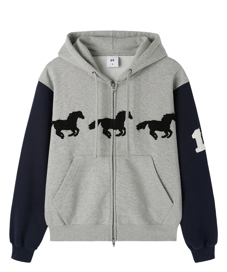 GALLOP HOODIE ZIP UP - MELANGE / NAVY