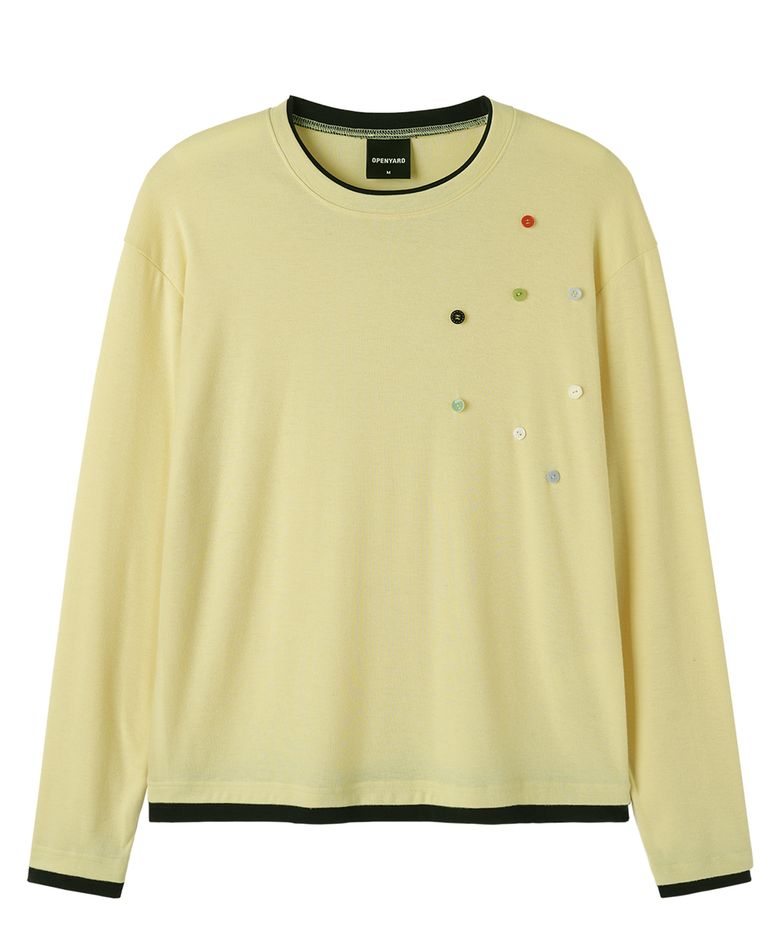 SCATTERED BUTTON L/S TOP - YELLOW