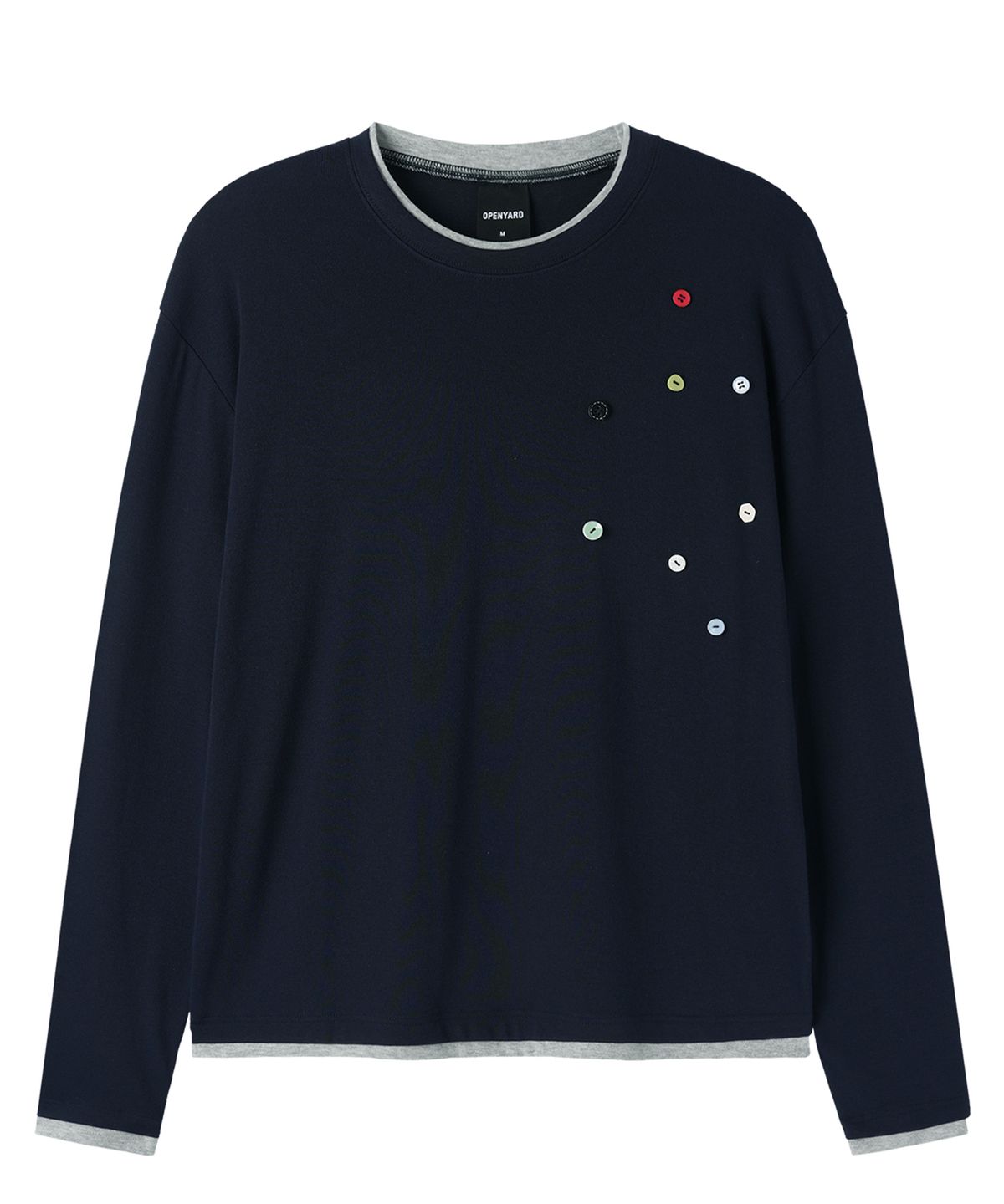 오픈야드(오와이)(OPENYARD(OY)) SCATTERED BUTTON L/S TOP - NAVY