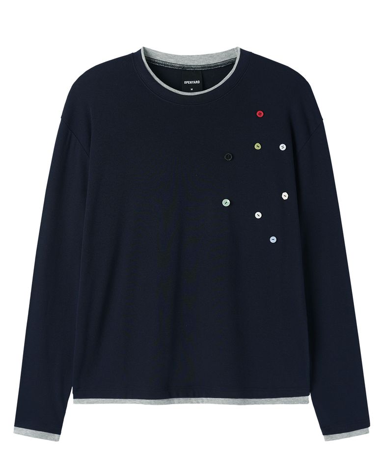 SCATTERED BUTTON L/S TOP - NAVY