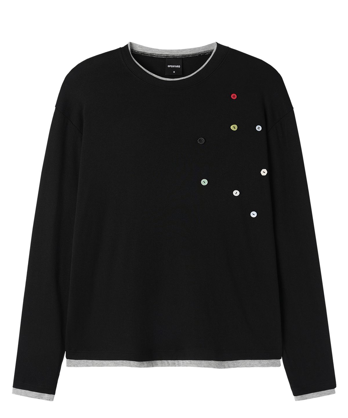 오픈야드(오와이)(OPENYARD(OY)) SCATTERED BUTTON L/S TOP - BLACK