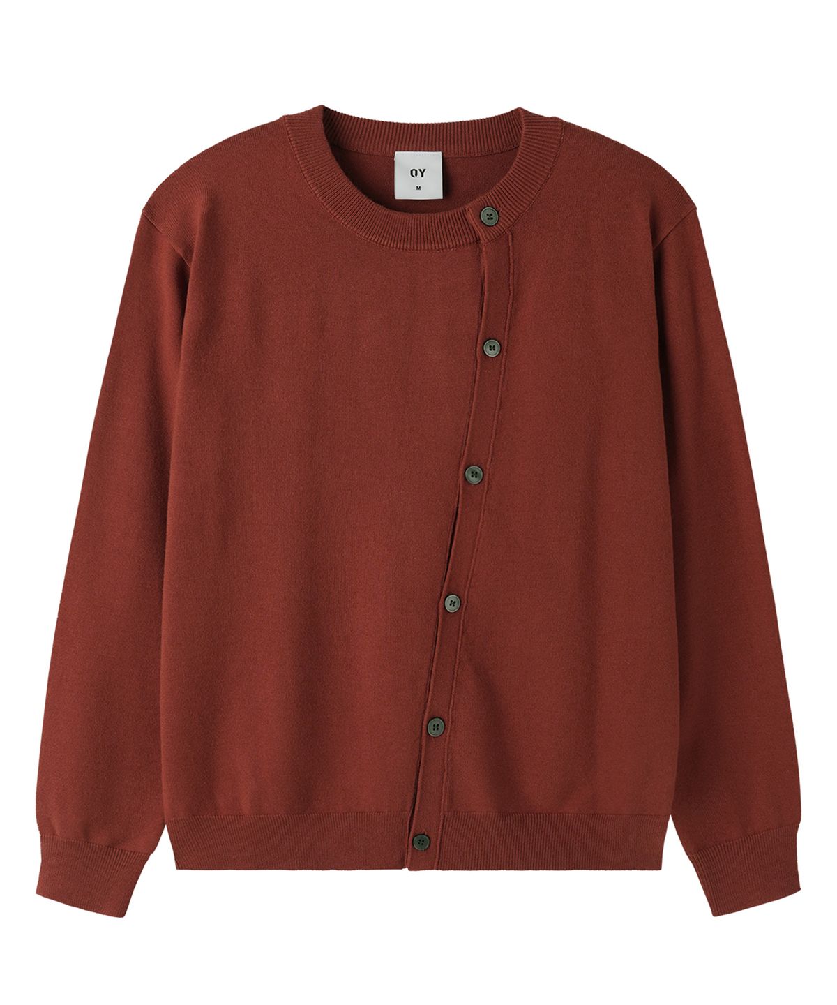 오픈야드(오와이)(OPENYARD(OY)) WRAP BUTTON CARDIGAN - BURGUNDY