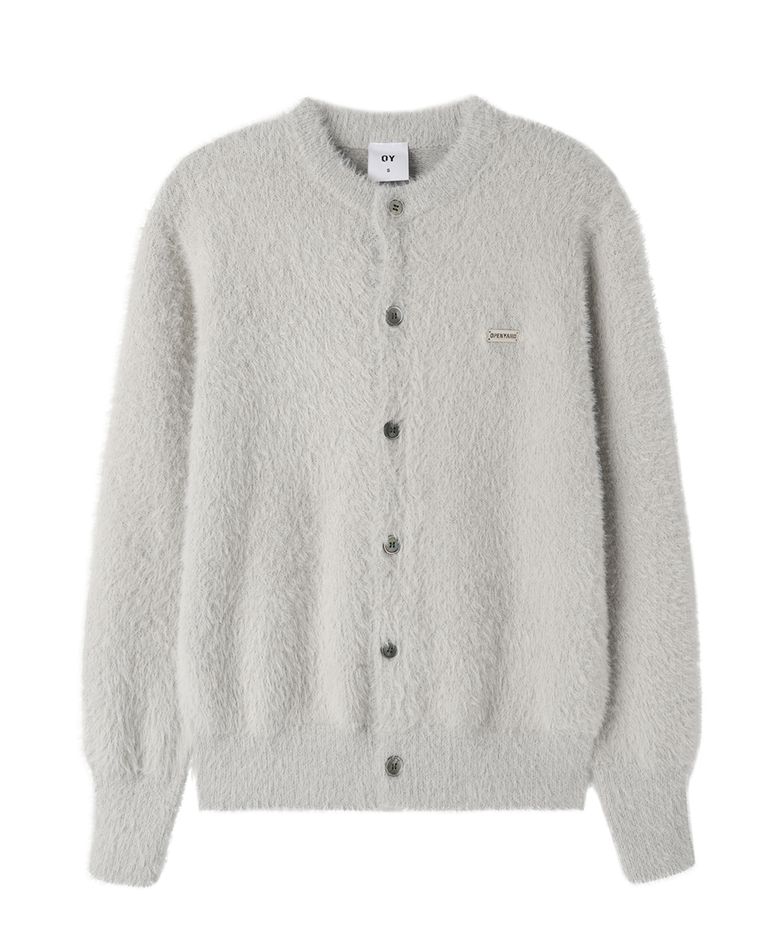 HAIRY KNIT CARDIGAN - GREY
