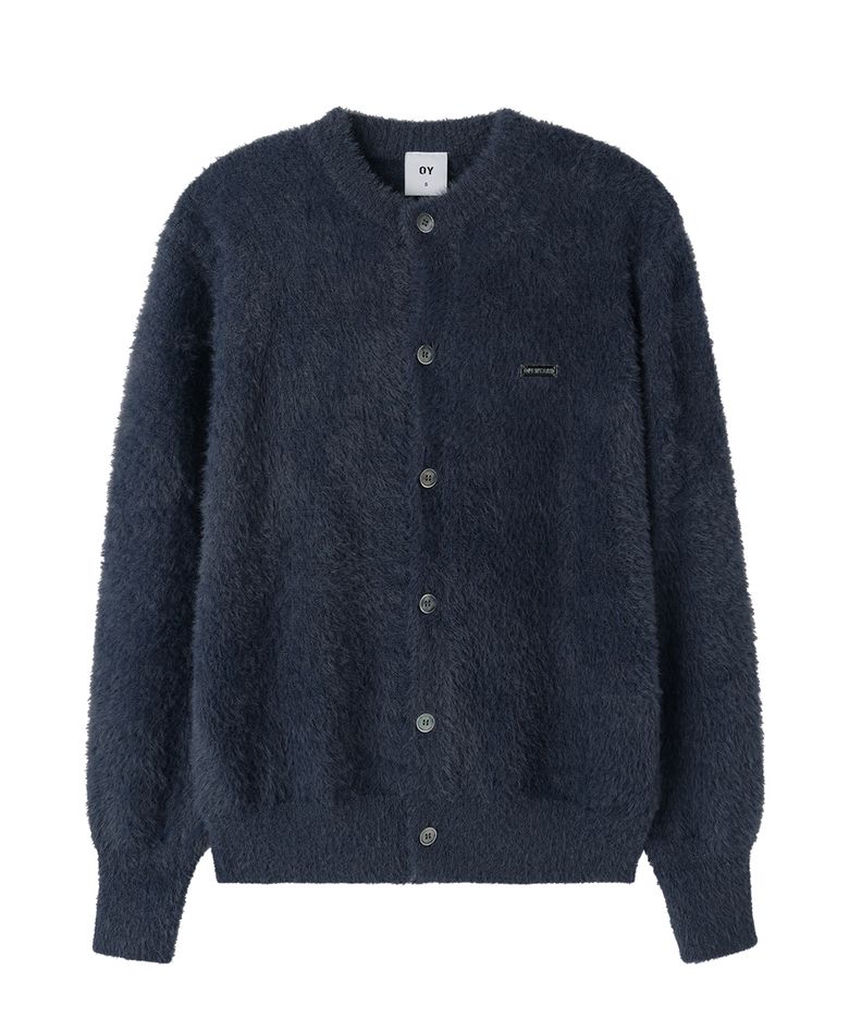 HAIRY KNIT CARDIGAN - NAVY