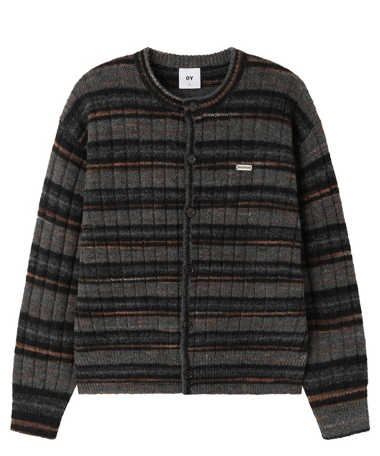 MIST STRIPE KNIT CARDIGAN - BLACK