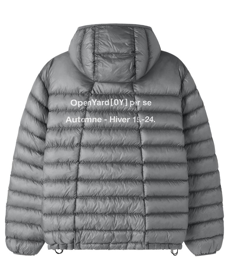 CURVED ZIP LIGHTWEIGHT SHELL PUFFER JACKET - CHARCOAL