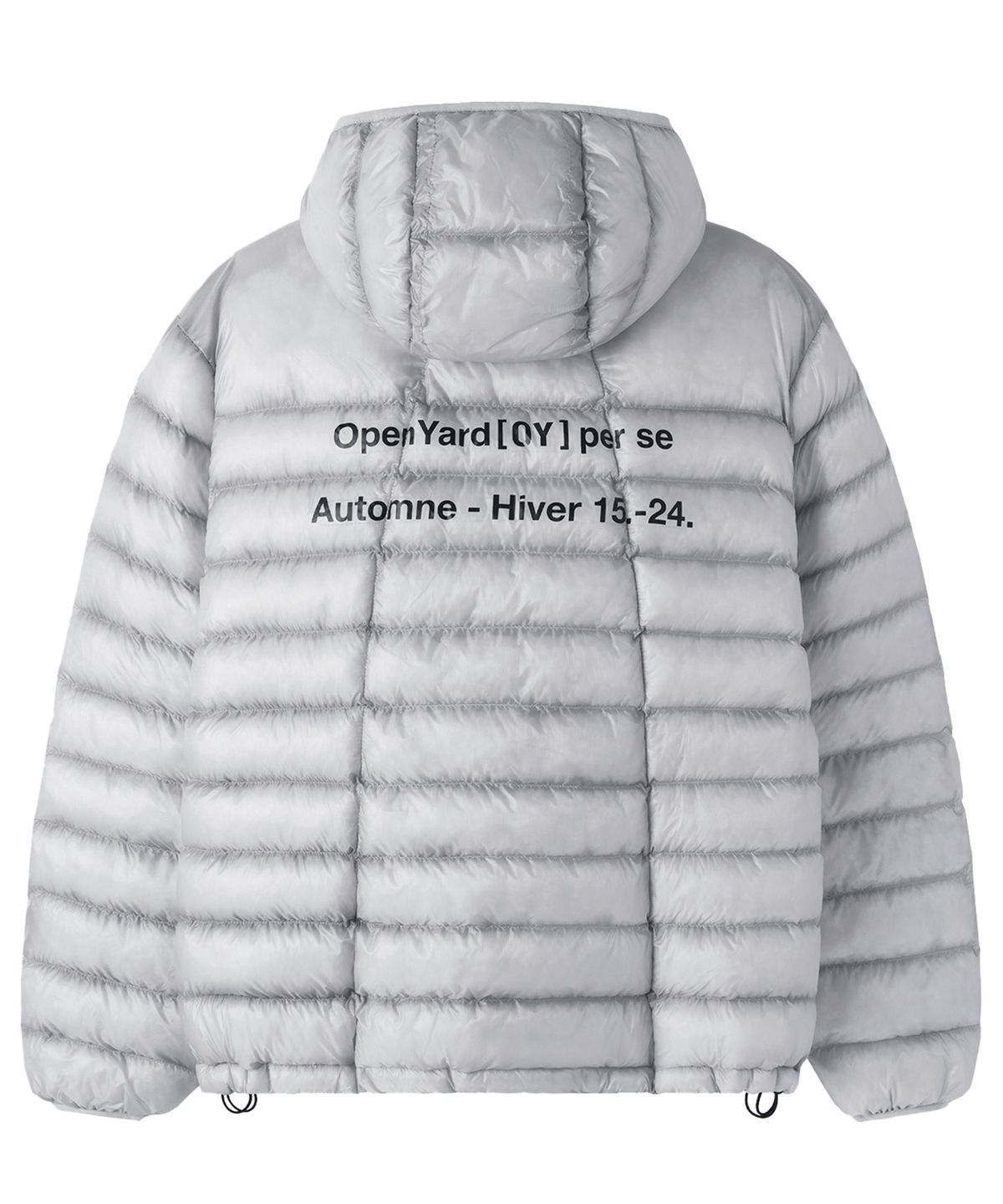 오픈야드(오와이)(OPENYARD(OY)) CURVED ZIP LIGHTWEIGHT SHELL PUFFER JACKET - LIGHT GREY