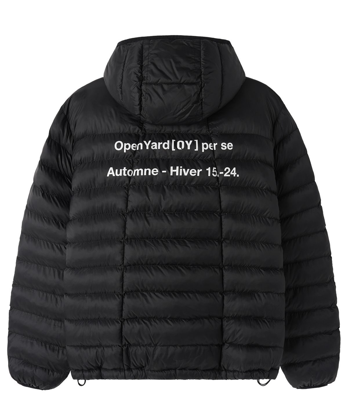 오픈야드(오와이)(OPENYARD(OY)) CURVED ZIP LIGHTWEIGHT SHELL PUFFER JACKET - BLACK