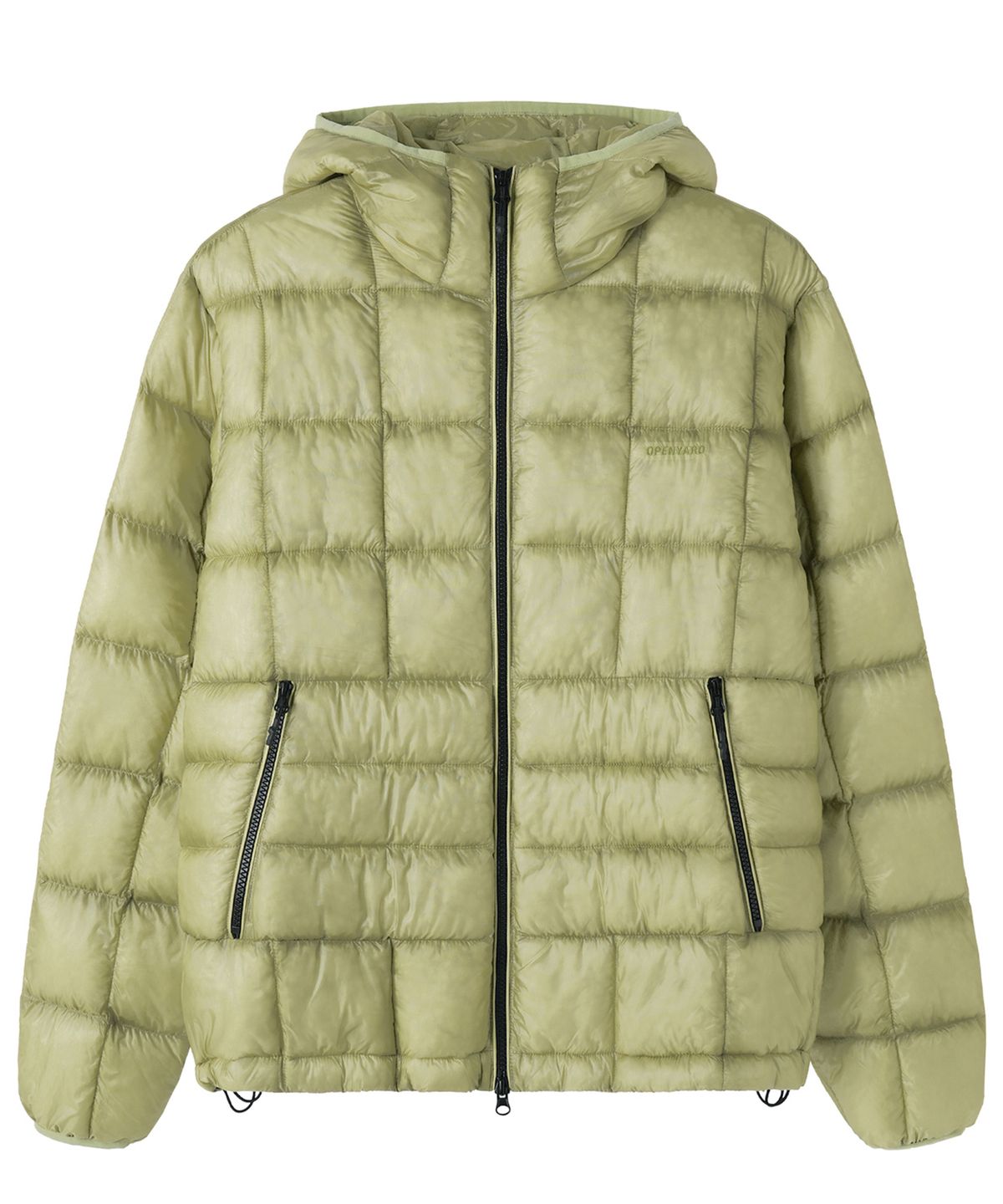 오픈야드(오와이)(OPENYARD(OY)) GRID LIGHTWEIGHT SHELL PUFFER JACKET - LIGHT GREEN