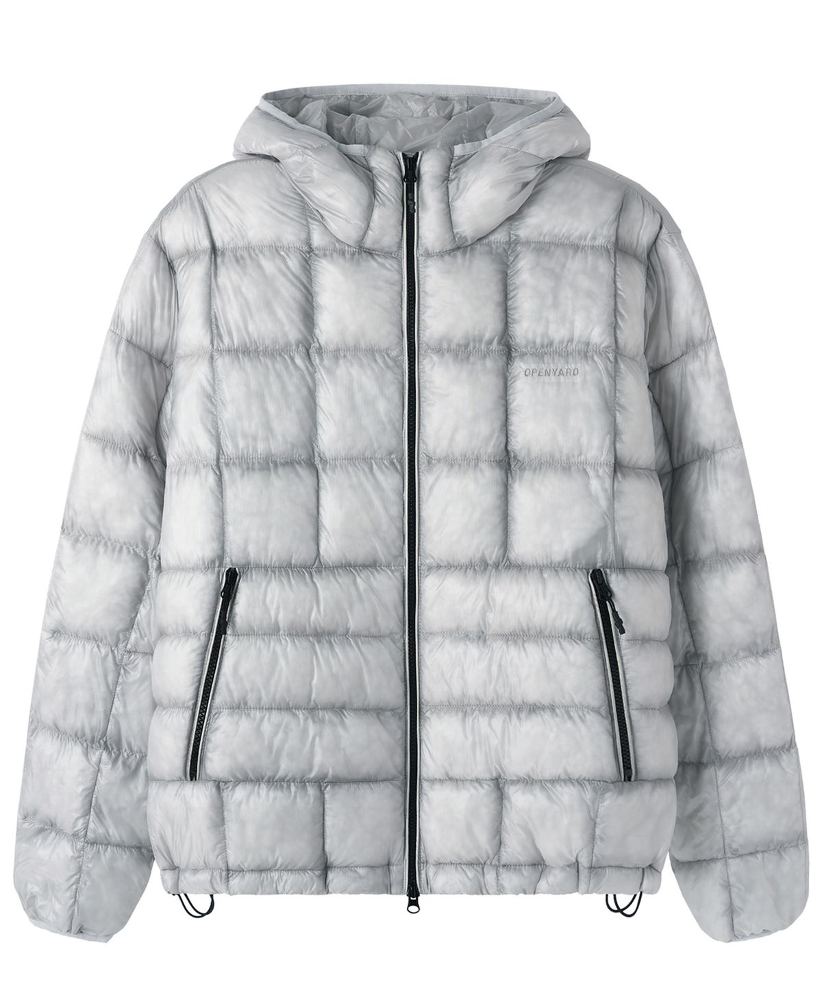 오픈야드(오와이)(OPENYARD(OY)) GRID LIGHTWEIGHT SHELL PUFFER JACKET - LIGHT GREY