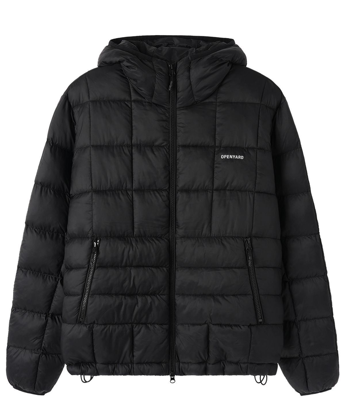 오픈야드(오와이)(OPENYARD(OY)) GRID LIGHTWEIGHT SHELL PUFFER JACKET - BLACK