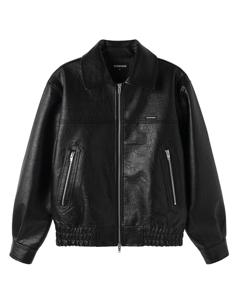 FAUX LEATHER BLOUSON JACKET - BLACK