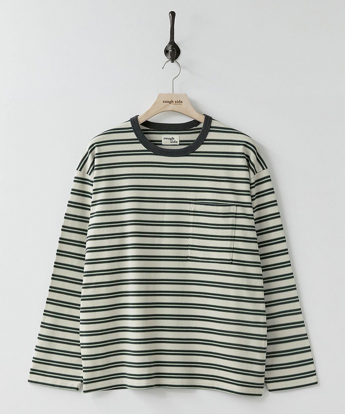 러프사이드(ROUGHSIDE) Multi Stripe Long Sleeve Mint Grey