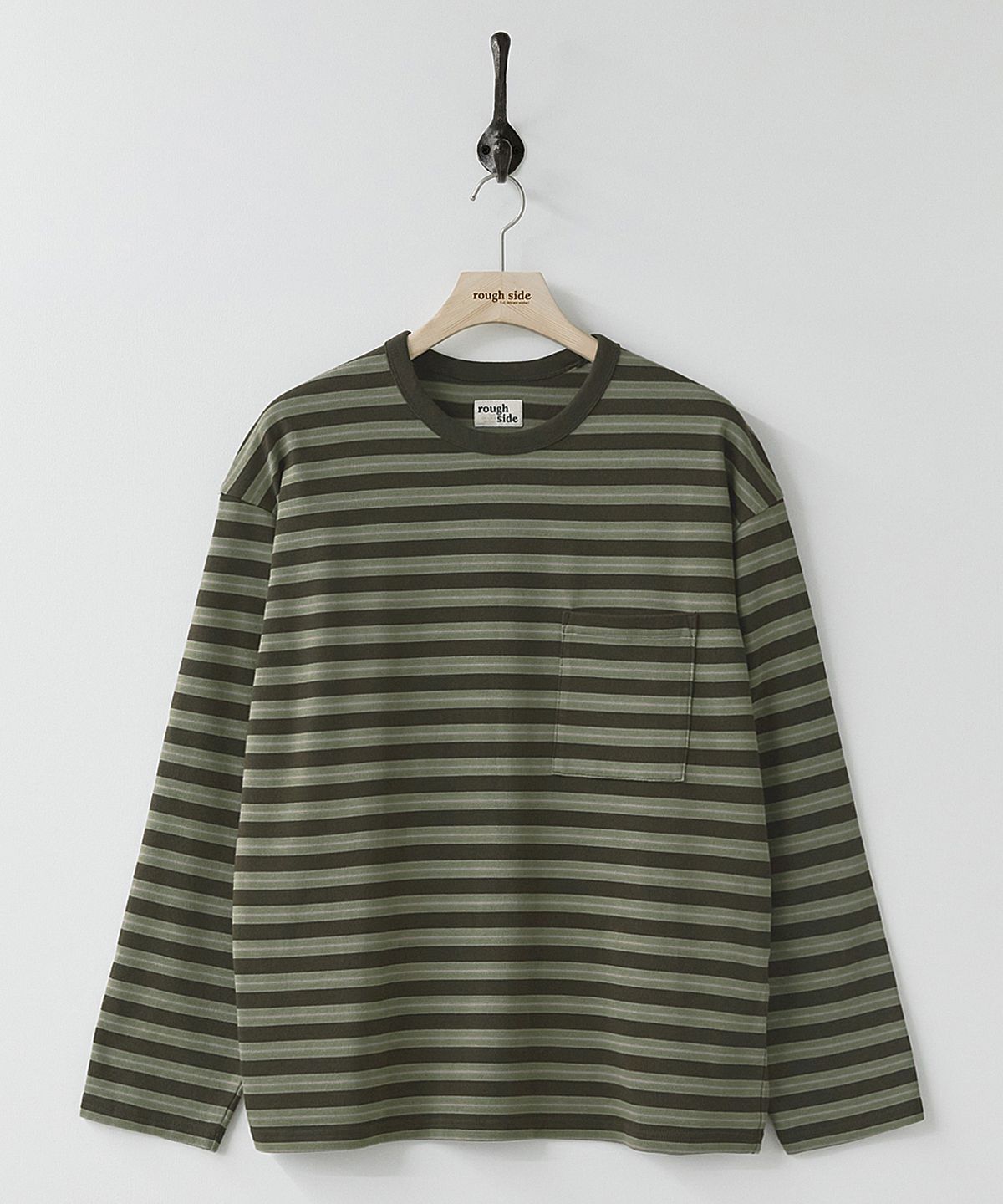 러프사이드(ROUGHSIDE) Multi Stripe Long Sleeve Forest Brown