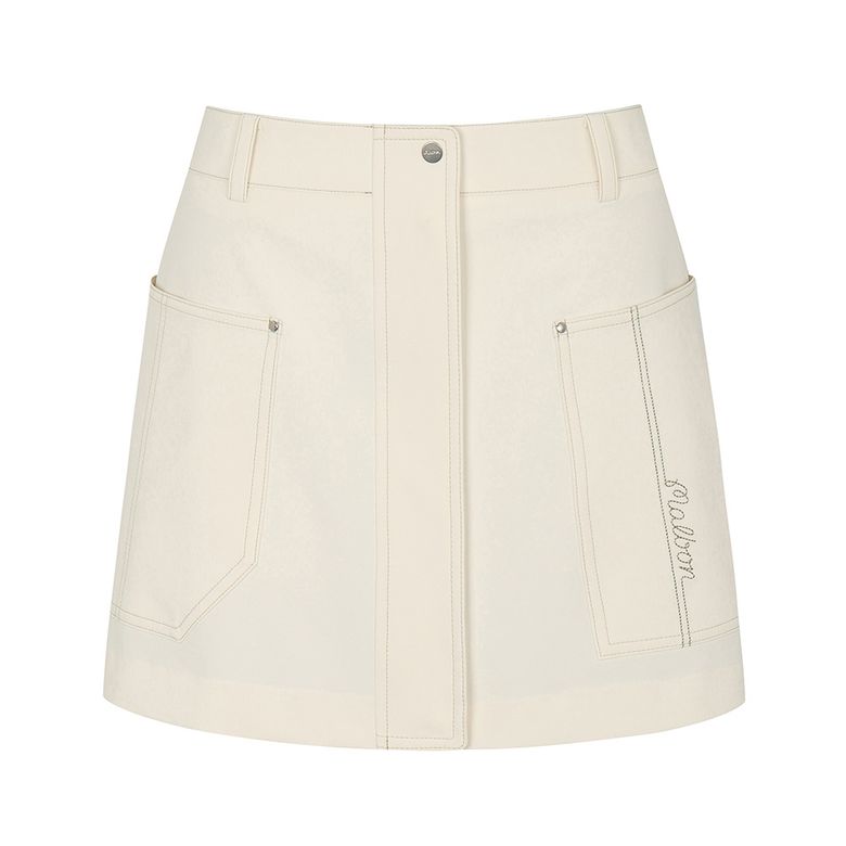 린넨 라이크 스티치 H라인 스커트 OFF WHITE (WOMAN)