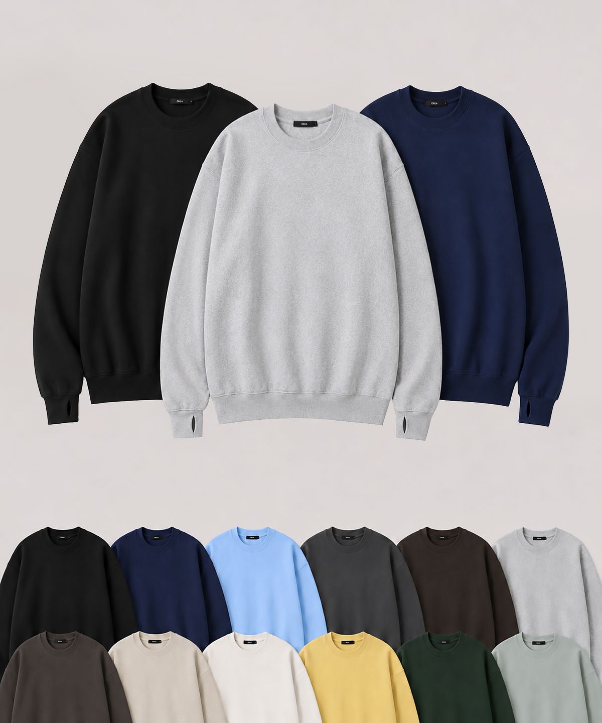 오우사(OWSA) 핑거홀 크루넥 스웻셔츠 12color