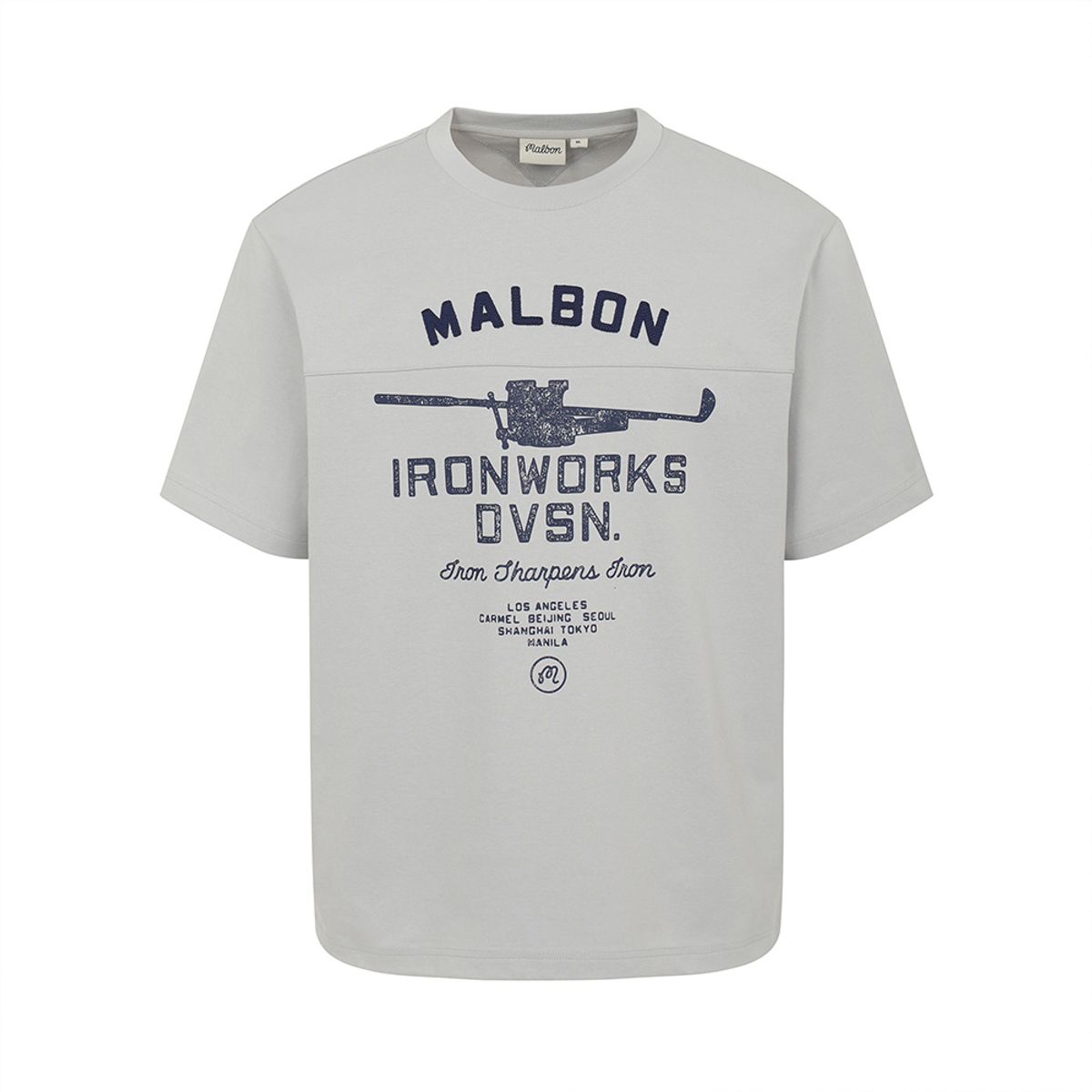 말본 골프(MALBON GOLF) 아이언웍스 빈티지 라운드 티셔츠 GREY (MAN)