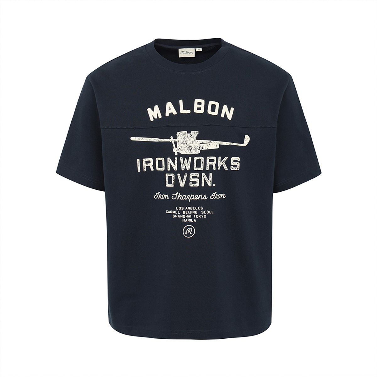 말본 골프(MALBON GOLF) 아이언웍스 빈티지 라운드 티셔츠 NAVY (MAN)