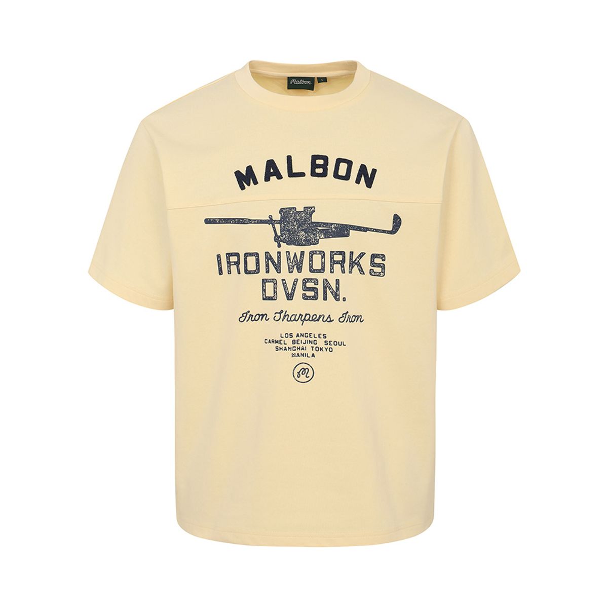 말본 골프(MALBON GOLF) 아이언웍스 빈티지 라운드 티셔츠 YELLOW (MAN)