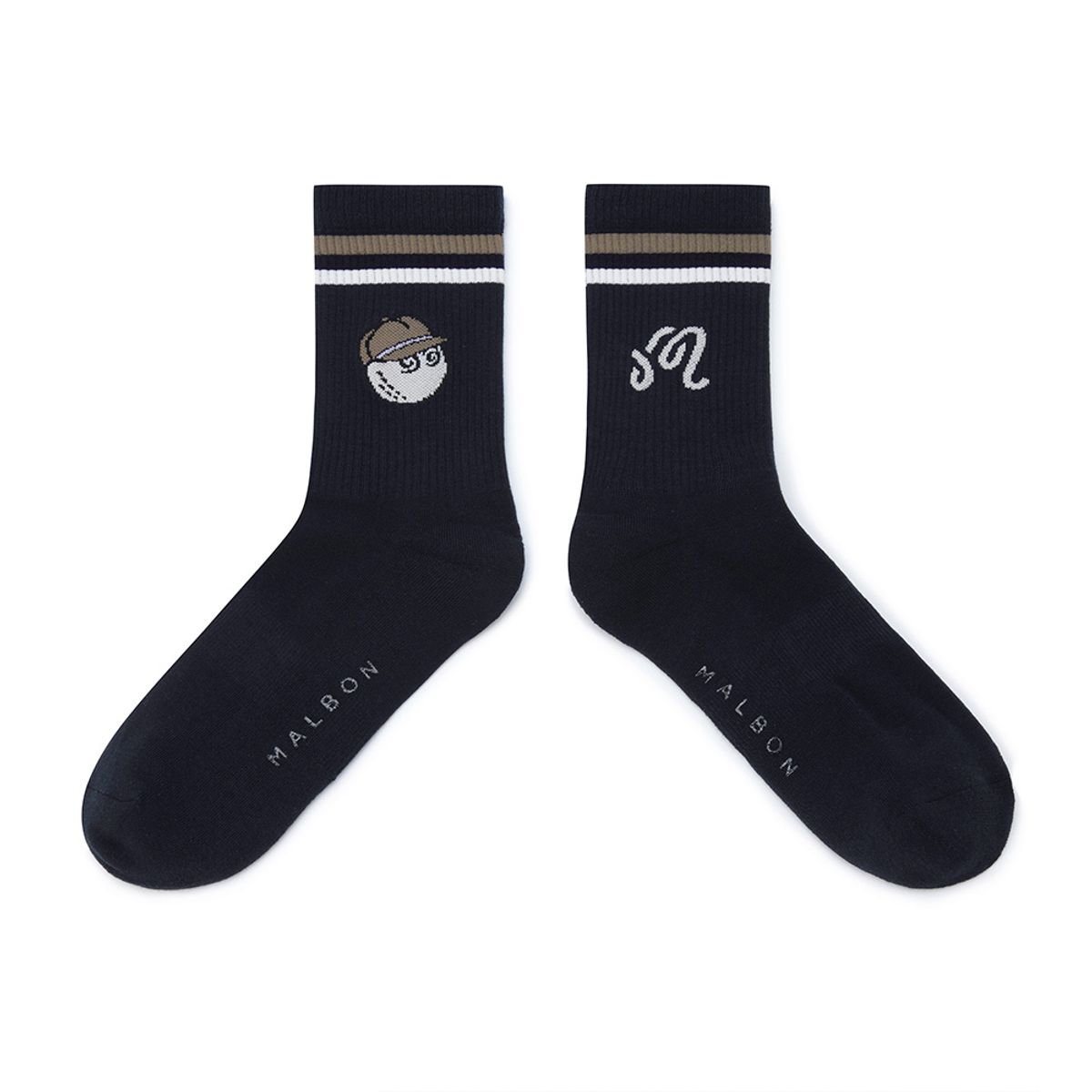 말본 골프(MALBON GOLF) 언발란스 로고 자카드 크루삭스 NAVY