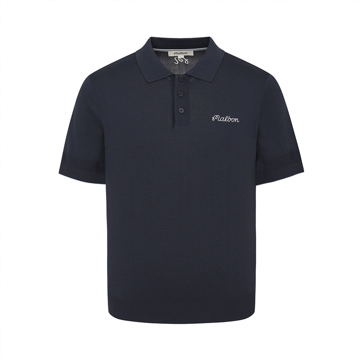 말본 골프(MALBON GOLF) M 슬림 머슬핏 반팔 폴로 니트 NAVY (MAN)