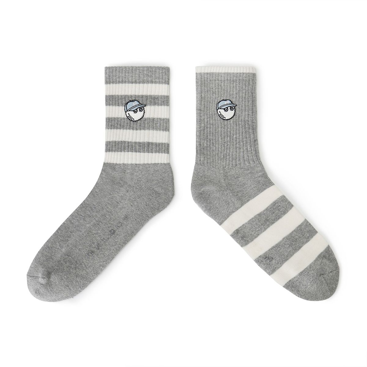말본 골프(MALBON GOLF) 언발란스 스트라이프 와펜 크루 삭스 GREY